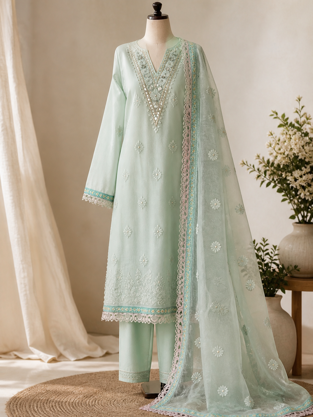 KOTA PASTEL MINT | UNSTITCHED SUIT | LUXURY EMPORIUM