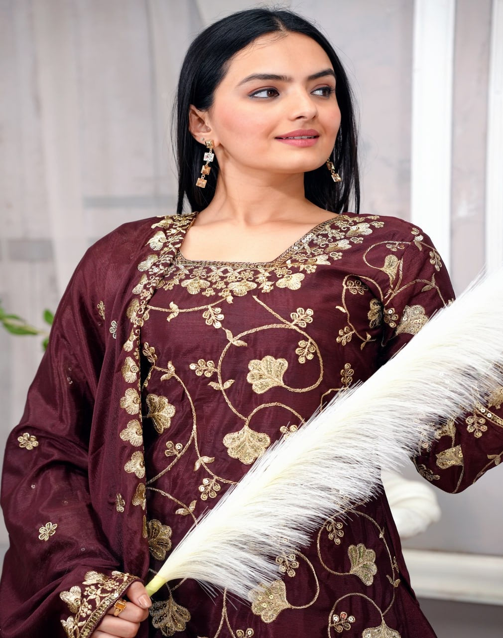 New Designer Embroidered Chinon Sharara Suit With Sequence Embroidered Work
| luxury emporium |