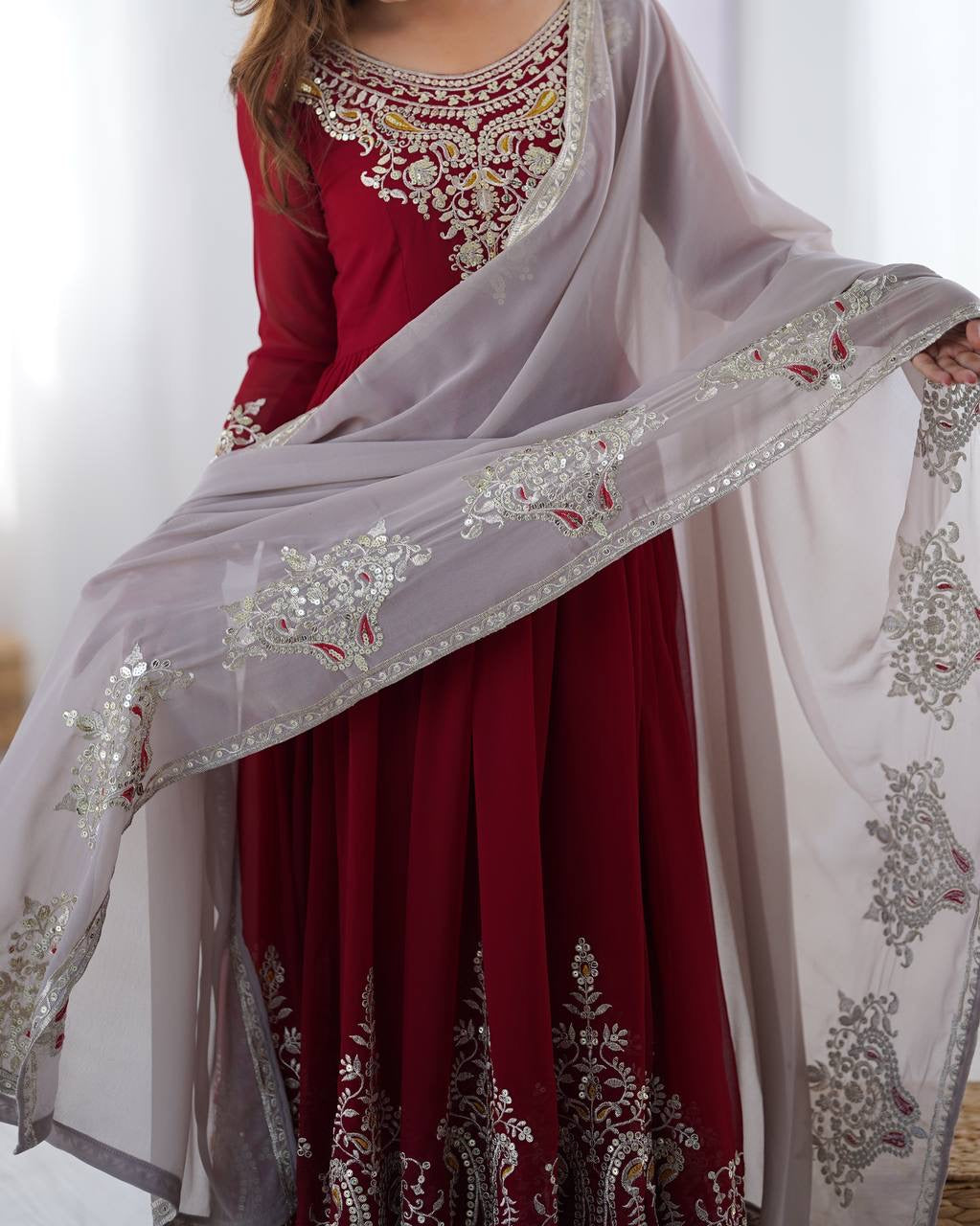 Heavy Designer Party Wear Look Gown-Dupatta in Heavy Multi Thread Embroidery Sequence Work| LUXURY EMPORIUM | HeavyWork