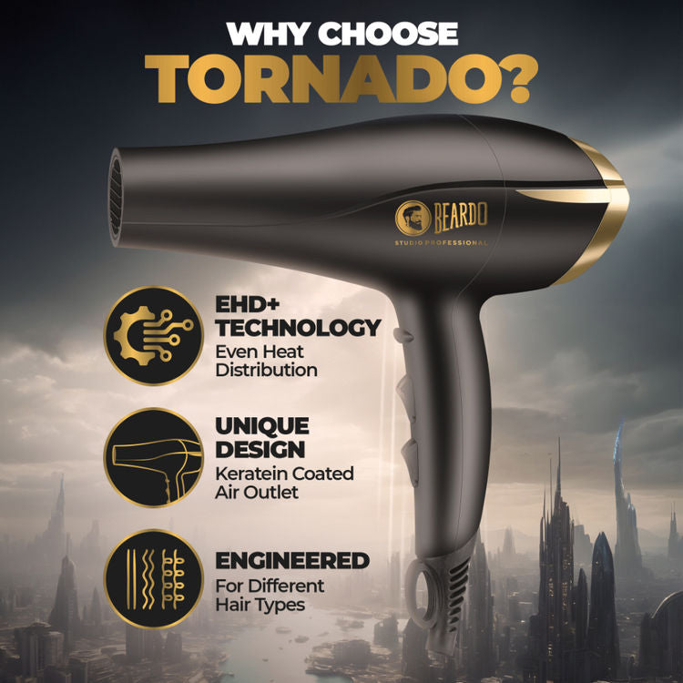 Beardo Studio Professional Tornado 2000 W Hair Dryer For Men | Luxury Emporium |Gadget| HAIRDRYER