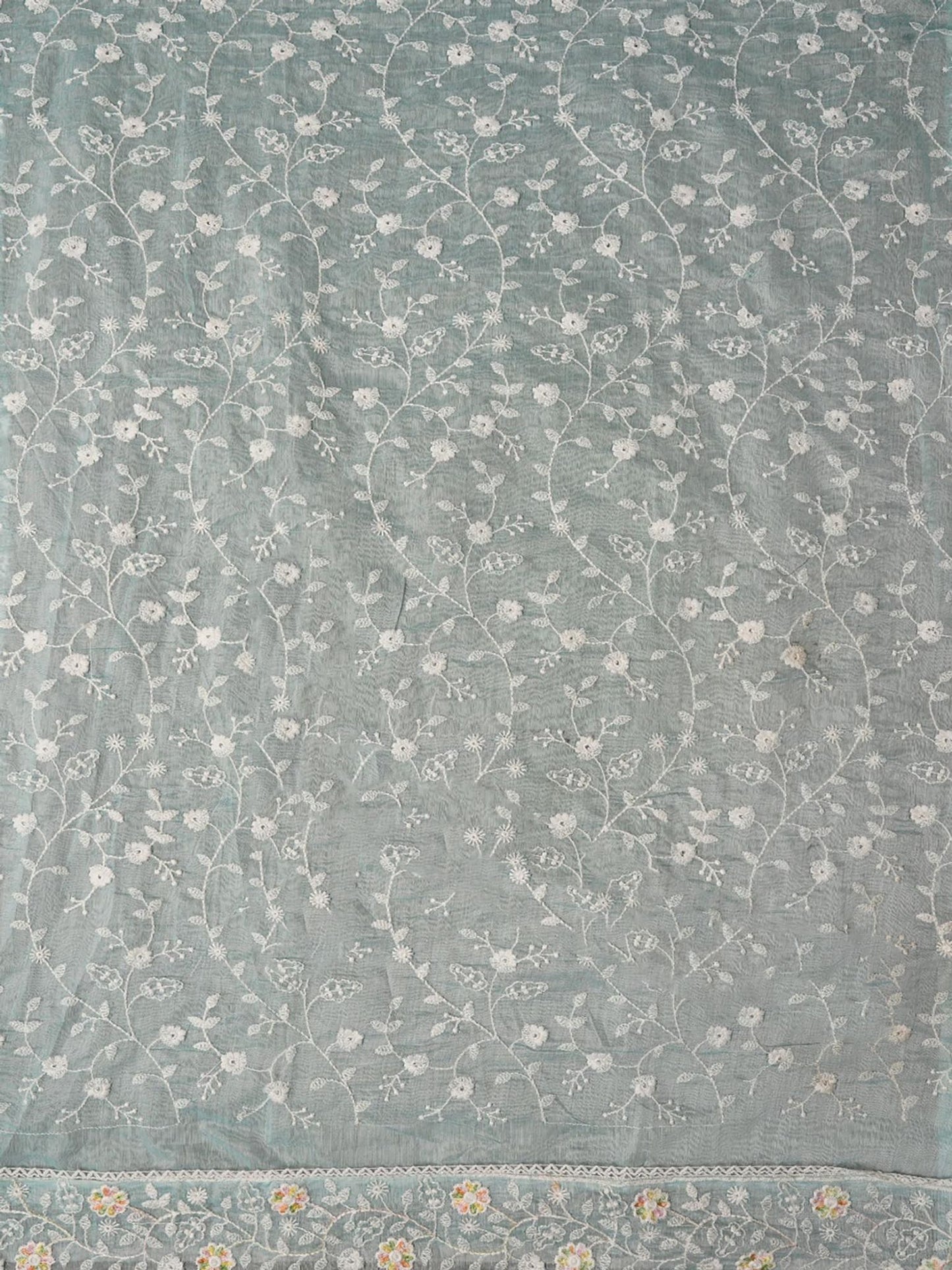 Unstitched Cotton Lucknowi Embroidered Dress Material with Dupatta (Set of 3)| NAWABI| LUXURY EMPORIUM