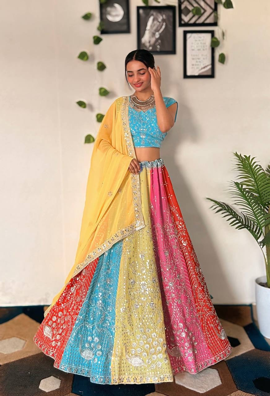 LEHNGA WITH EMBROIDERY SEQUENCE DESIGN| LUXURY EMPORIUM