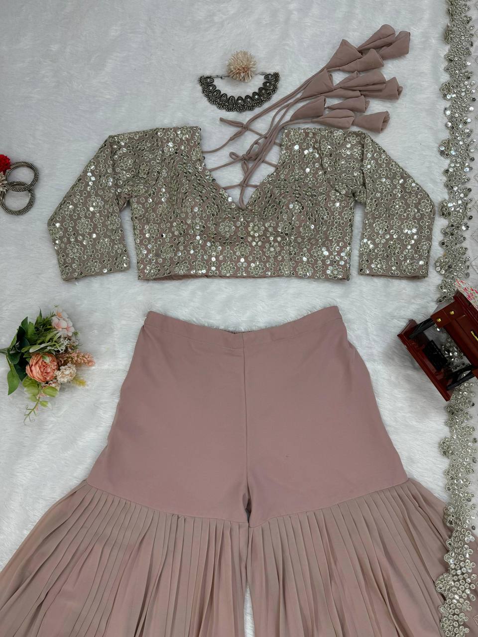 Indowestern party wear plazzo blouse