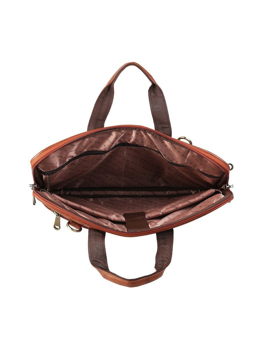 Laptop bag textured Tan |LUXURY EMPORIUM