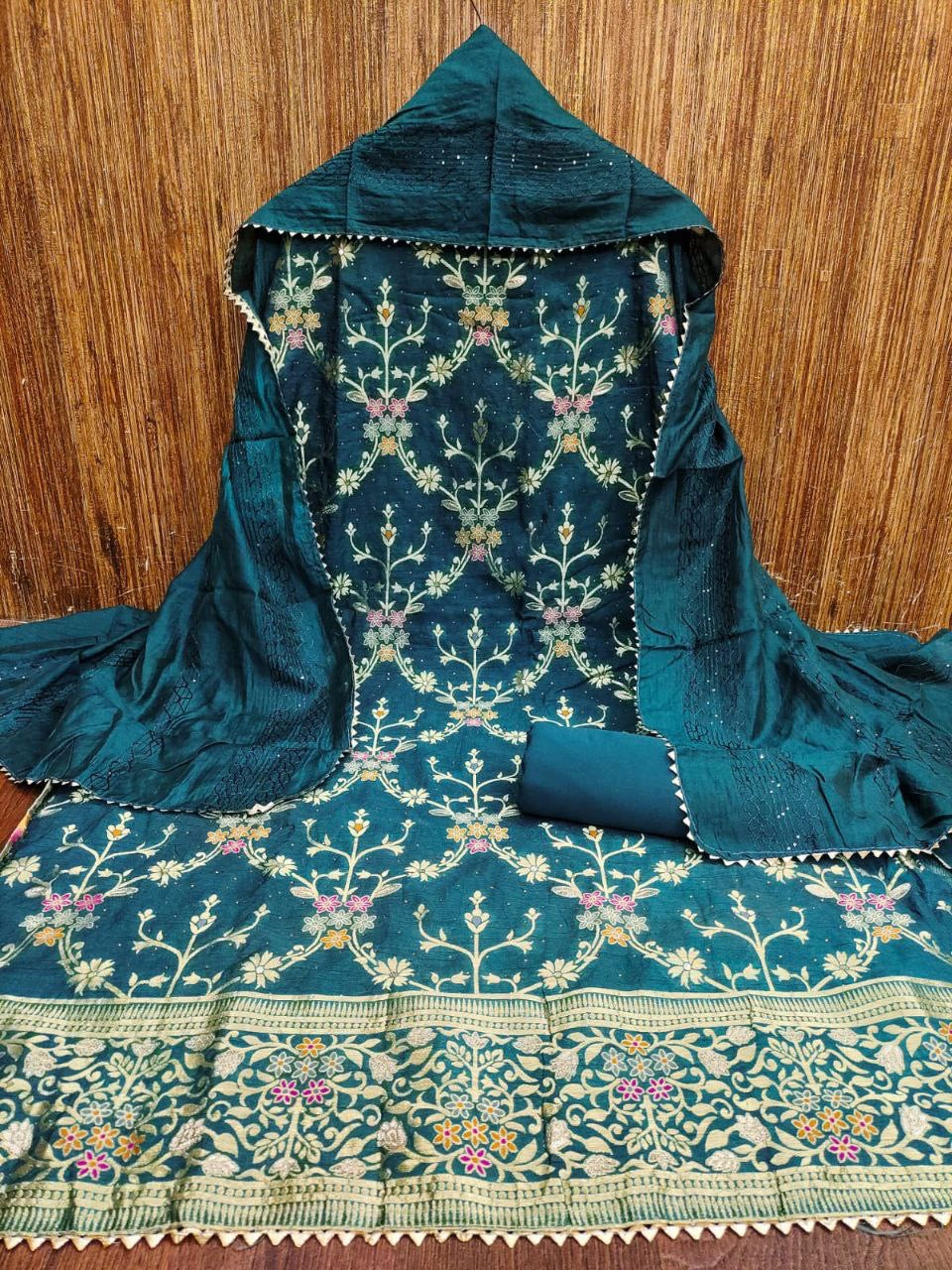 CHANDERI MEENAKARI Suit Piece| Luxury Emporium | Party Wedding Look