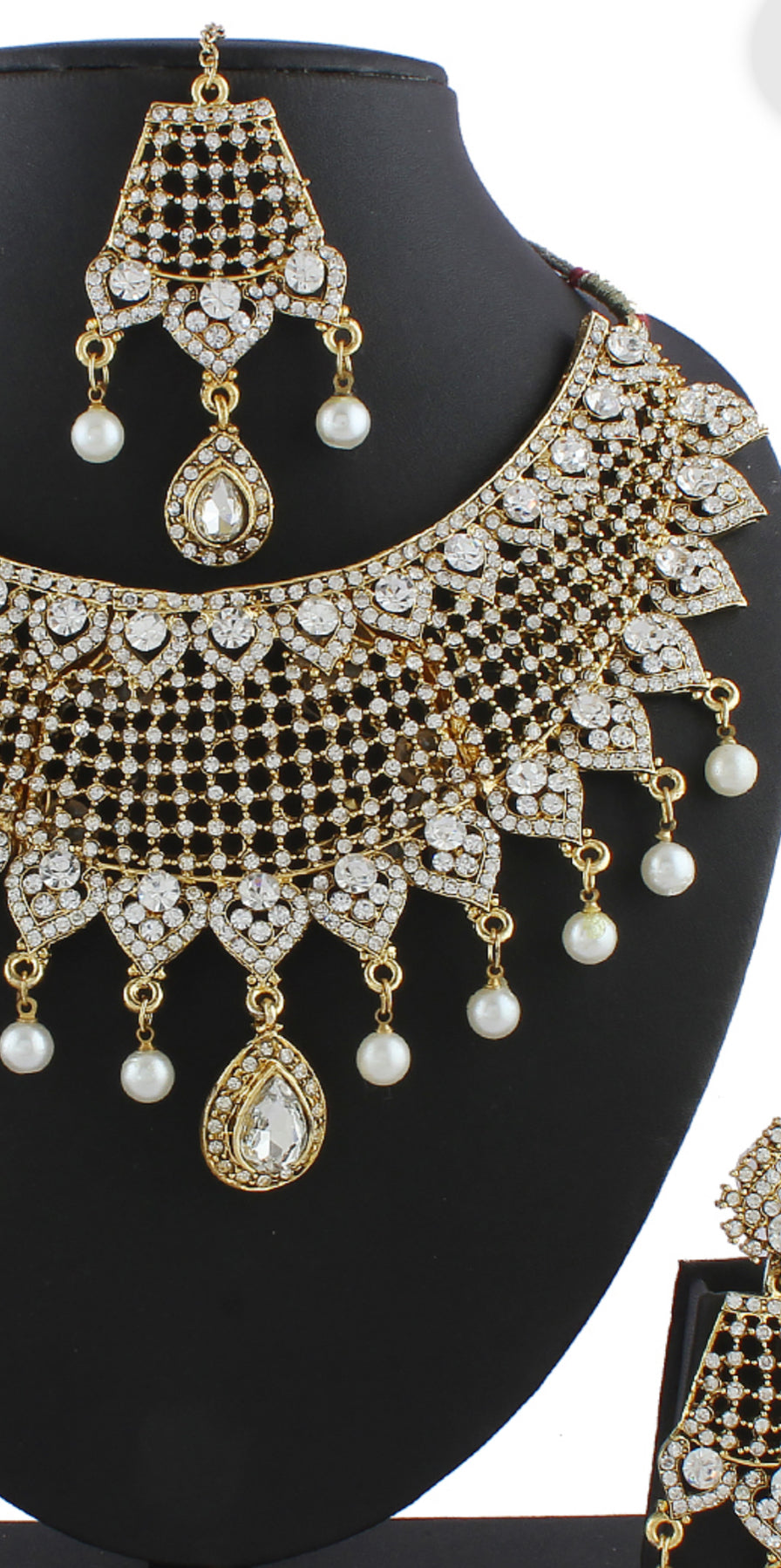 Luxury Empo -Traditional Golden finish Stone Necklace