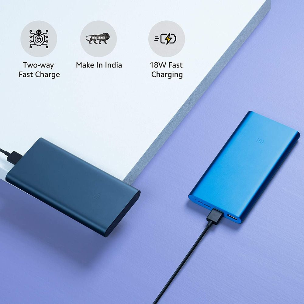 Mi 3i 10000 mAh 18W Fast Charging Power Bank (1 Micro USB Type B, 1 Type C & 2 Type A Ports, Aluminium Casing, Two Way Fast Charging, Blue