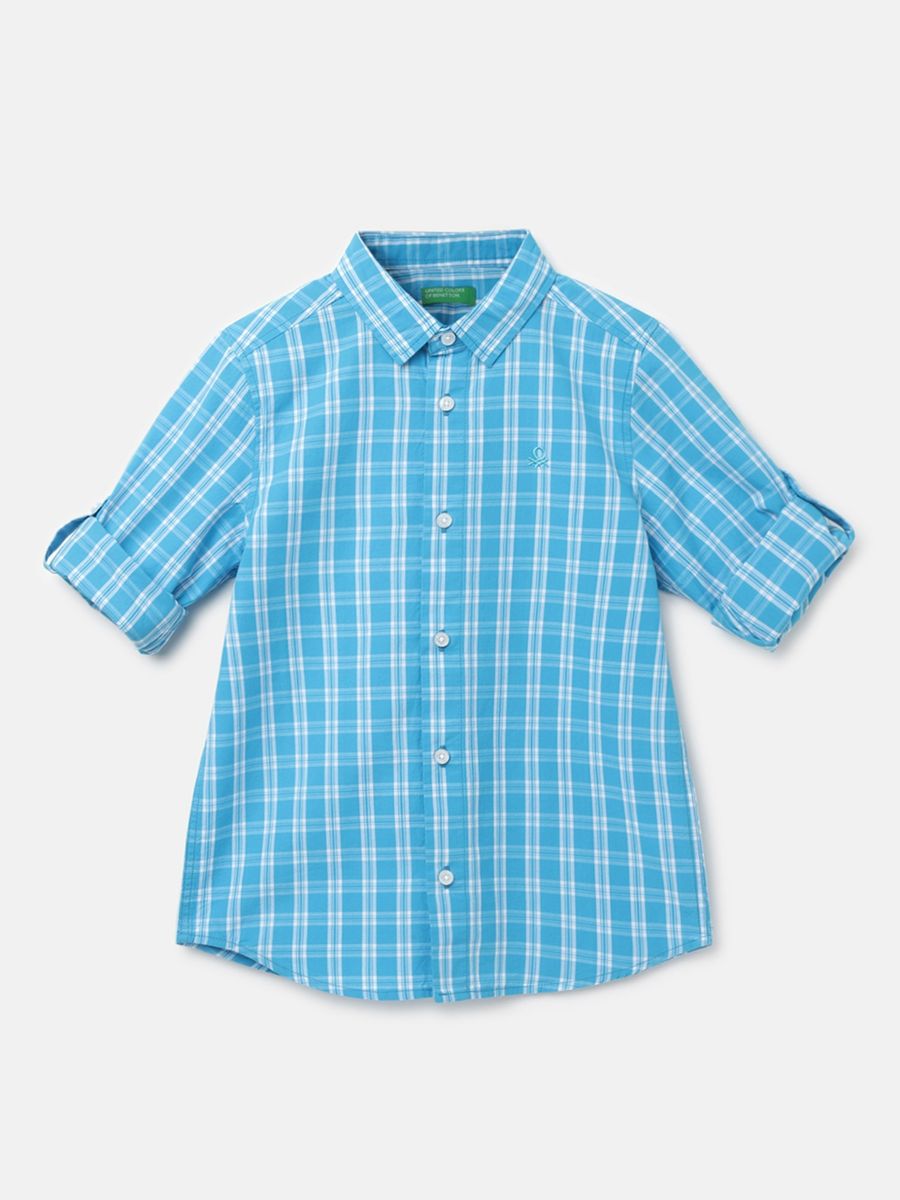 Regular Fit Spread Collar Checked Shirt