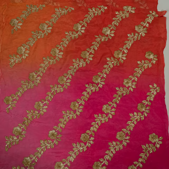 Color Chinon Chiffon Embroidered Fabric