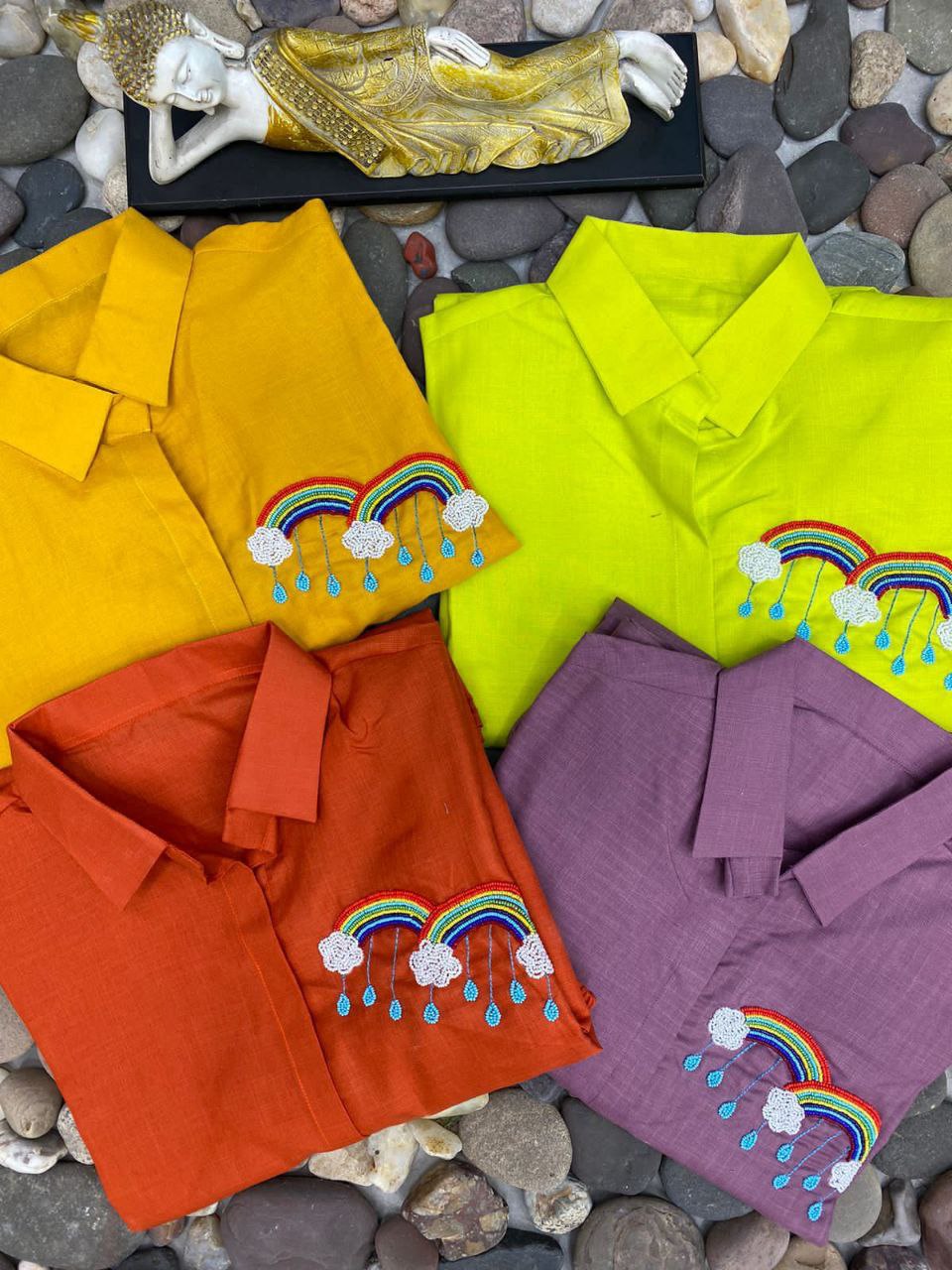Luxury Emporium Rainbow patch cotton Cordset