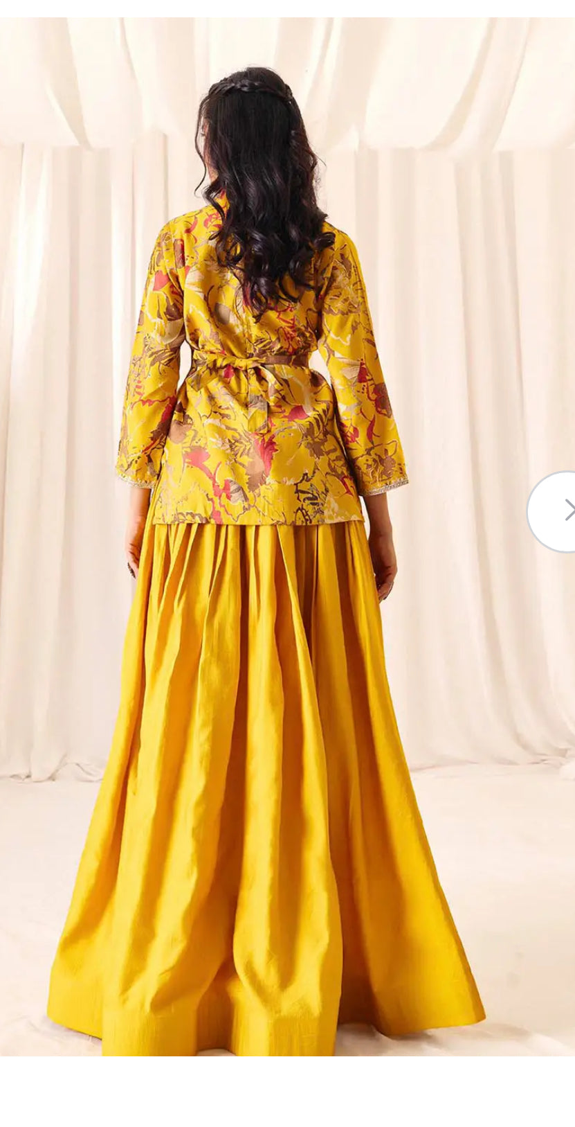 RASAM | Yellow and red embroidered lehenga choli, sequinned | LUXURY EMPORIUM