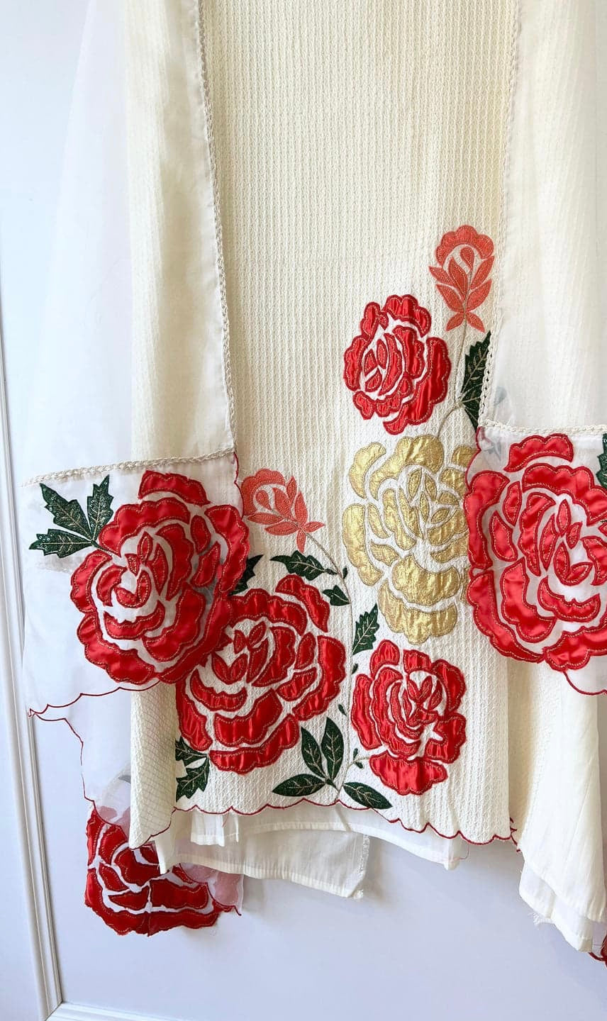 GULAB WHITE ROMAN SILK UNSTITCHED -SET OF 3 -|LUXURY EMPORIUM