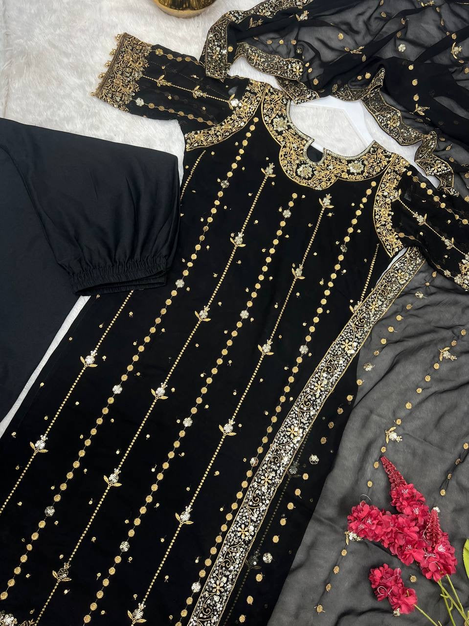 SEEFAT | LUXURYEMPORIUM | New Premium Collection With Embroidery And Sequence Worked Top-Bottom And Dupatta