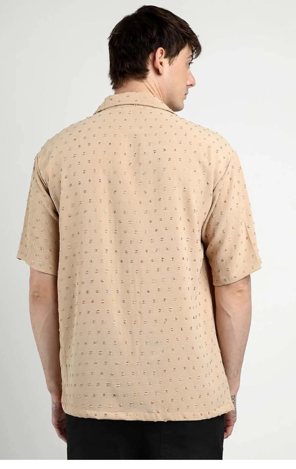 Campus Sutra Beige Regular Fit Self Pattern Shirt| BRAND CAPMUS | luxury emporium