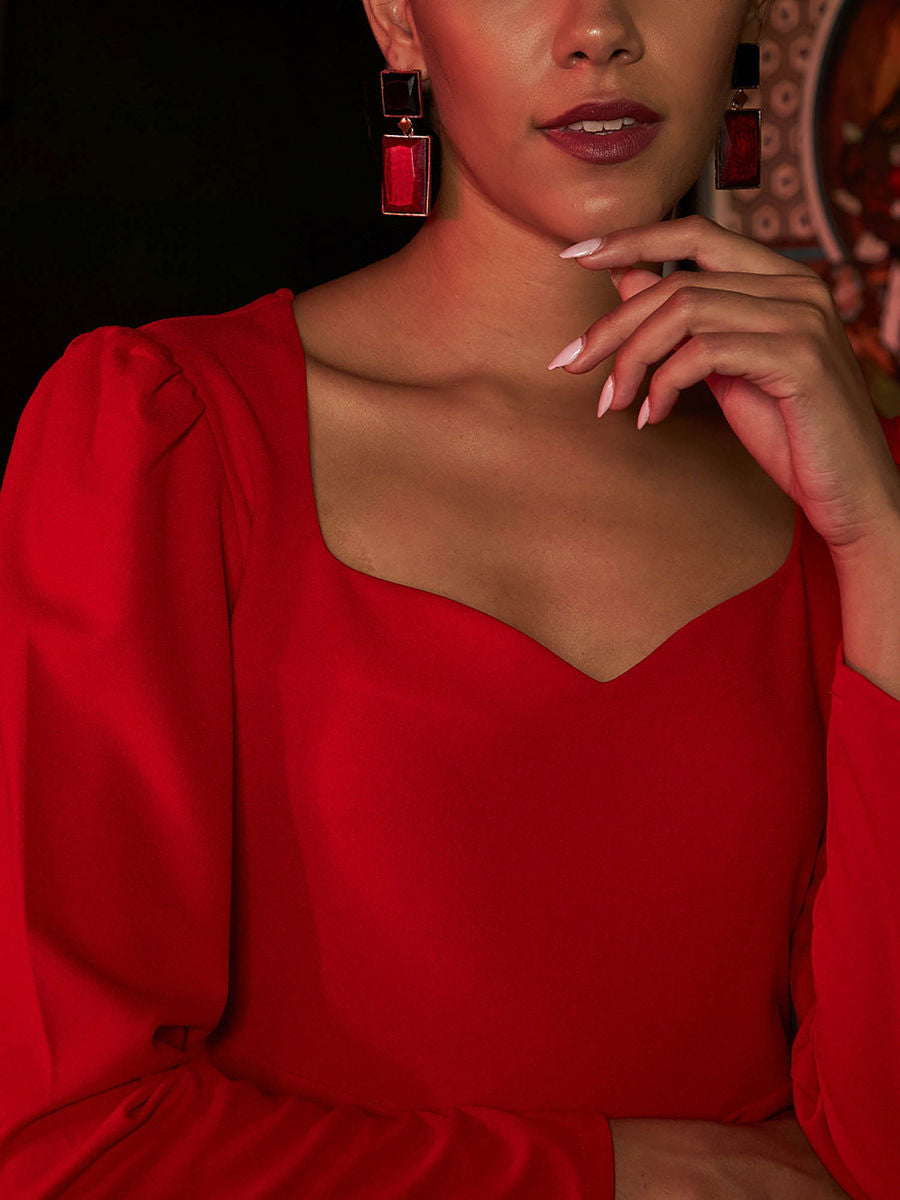 Red Women Solid Co-Ord (Set of 2|Aarein| LUXURY Emporium