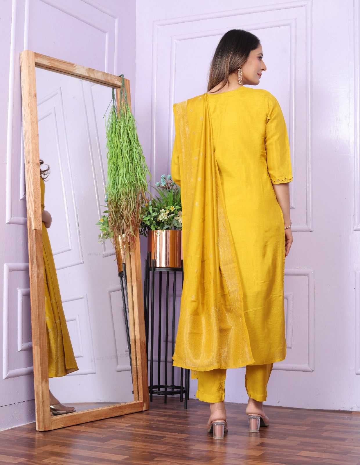 Mustard Kurta Set With Dupatta