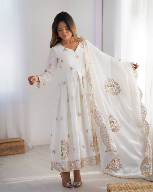 MASAKALI | LUXURYEMPORIUM |CHINON WITH EMBROIDERY  SEQUENCE DESIGN WORK