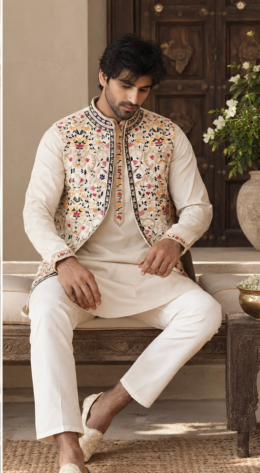 Jacket set with Kurta| Luxury Emporium | Men Kurta