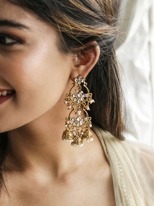 Wedding Ethnic Gold Kundan Drop Earrings For Women | LUXURYEMPORIUM | WOMEN FASHION EARINGS