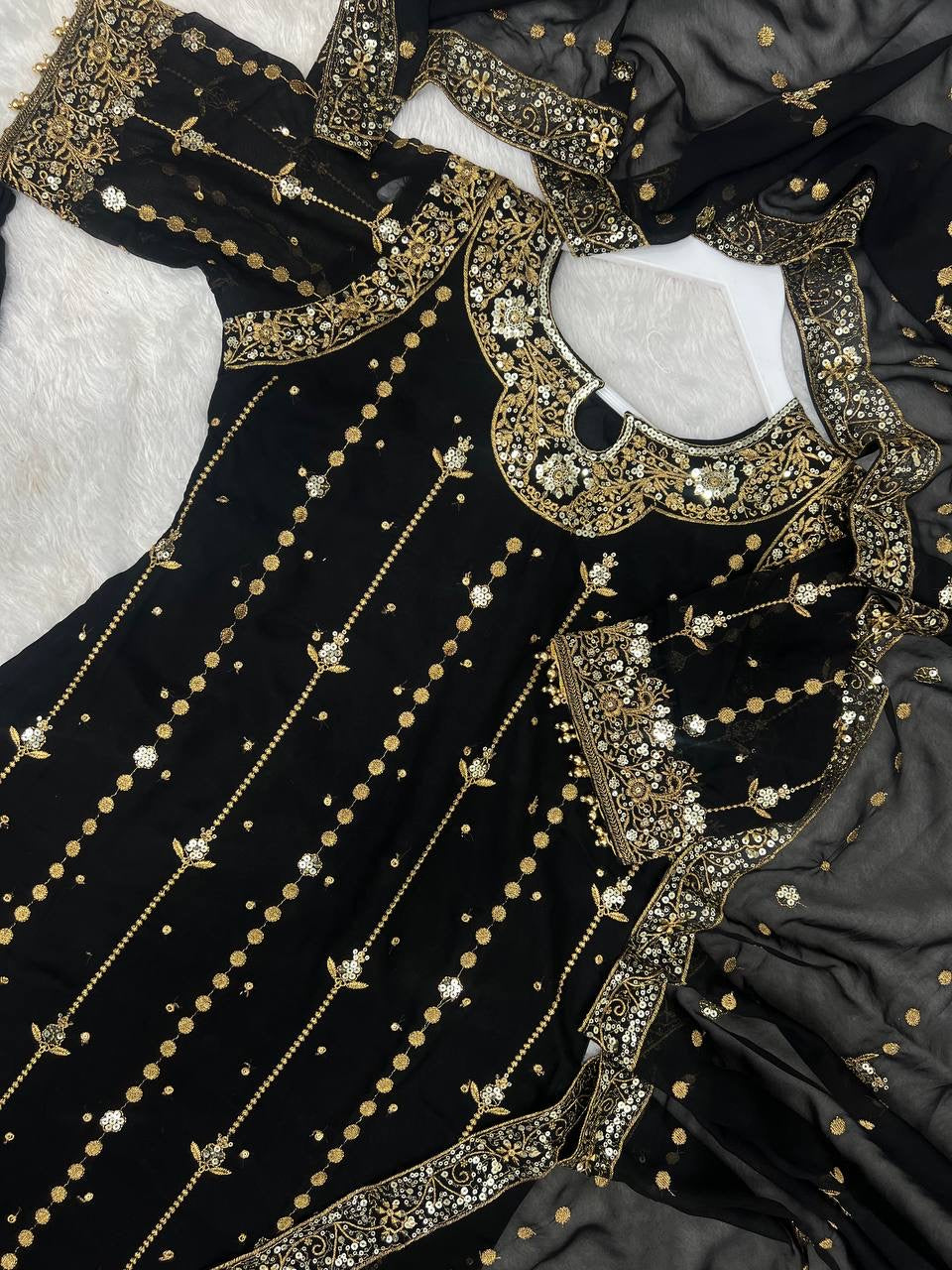 SEEFAT | LUXURYEMPORIUM | New Premium Collection With Embroidery And Sequence Worked Top-Bottom And Dupatta