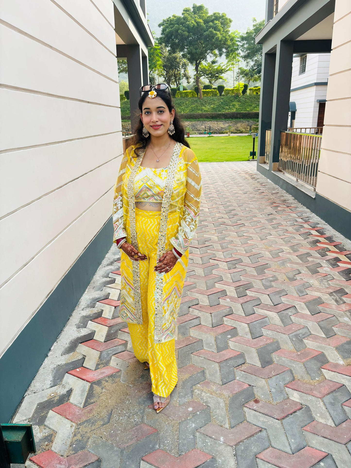 Crop top with sharara | Luxury Emporium | bridal /bridesmaid Haldi outfit | Nooriyat Collection