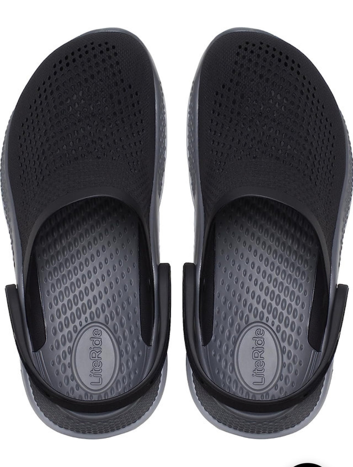 Crocs Unisex Literide Black with Grey & White Sole