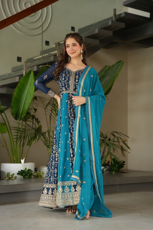 NeelaResham~ |  Faux Blooming With Zari & Sequins Embroidered work | LUXURY EMPORIUM