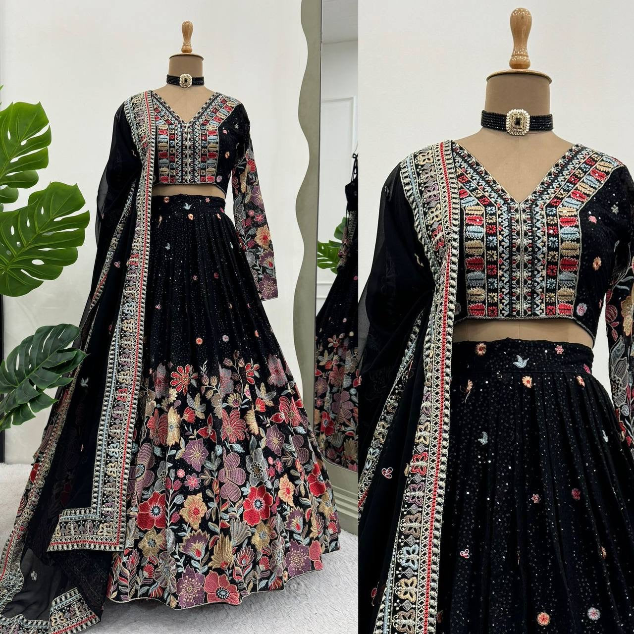 LUXURY EMPORIUM | BLACK LEHENGA CHOLI COCKTAIL PARTY|