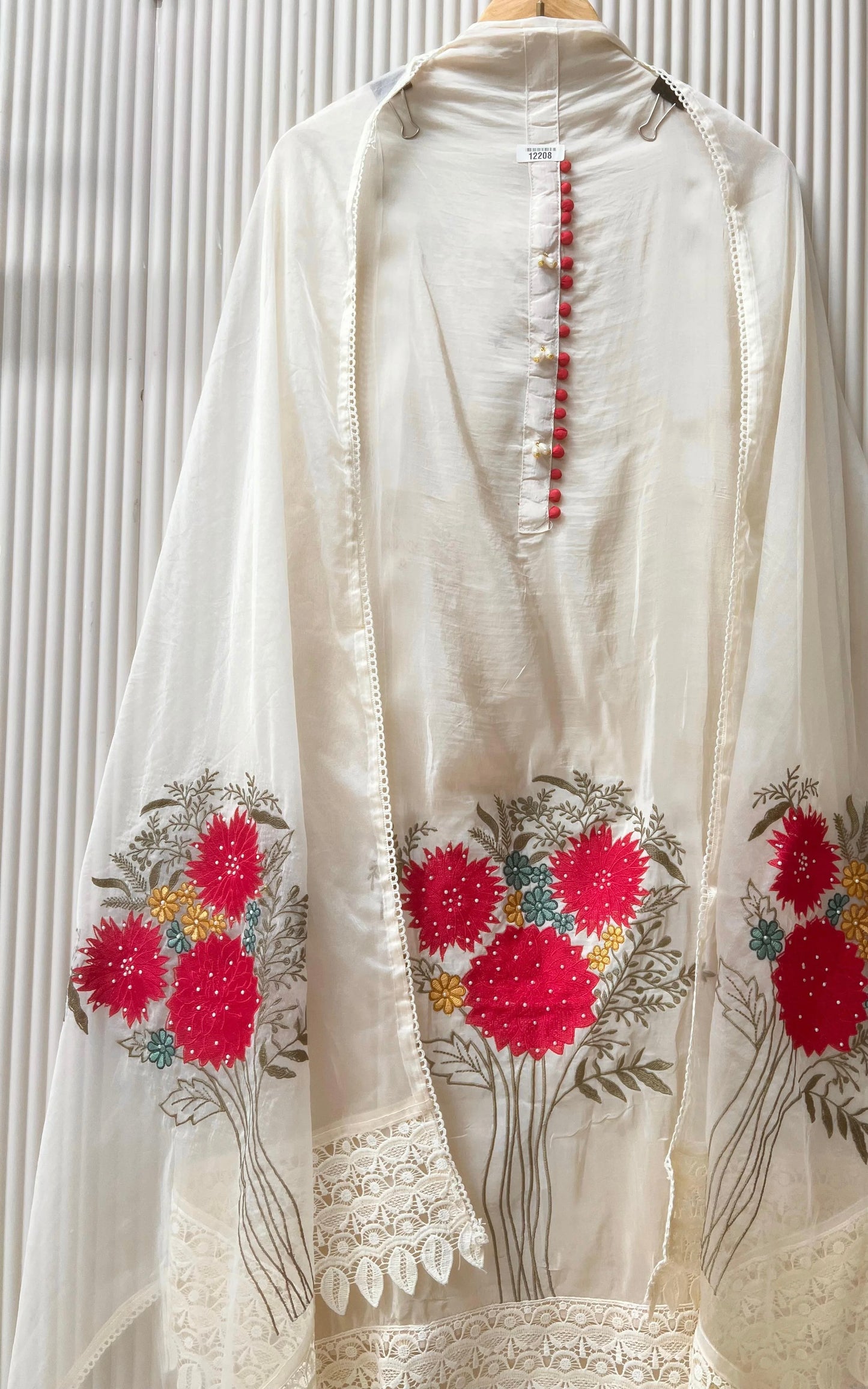 PASTELWHITE ORGANZA UNSTITCHED | LUXURY EMPORIUM