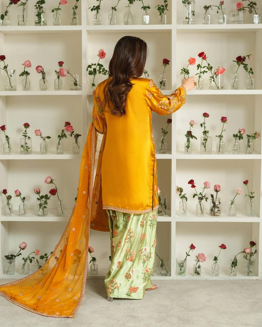 Natural Crep Silk With Embroidery Sequence Work  with Full Sleeve| LUXURY EMPORIUM | women fashion | KURTA FARSHI SALWAR