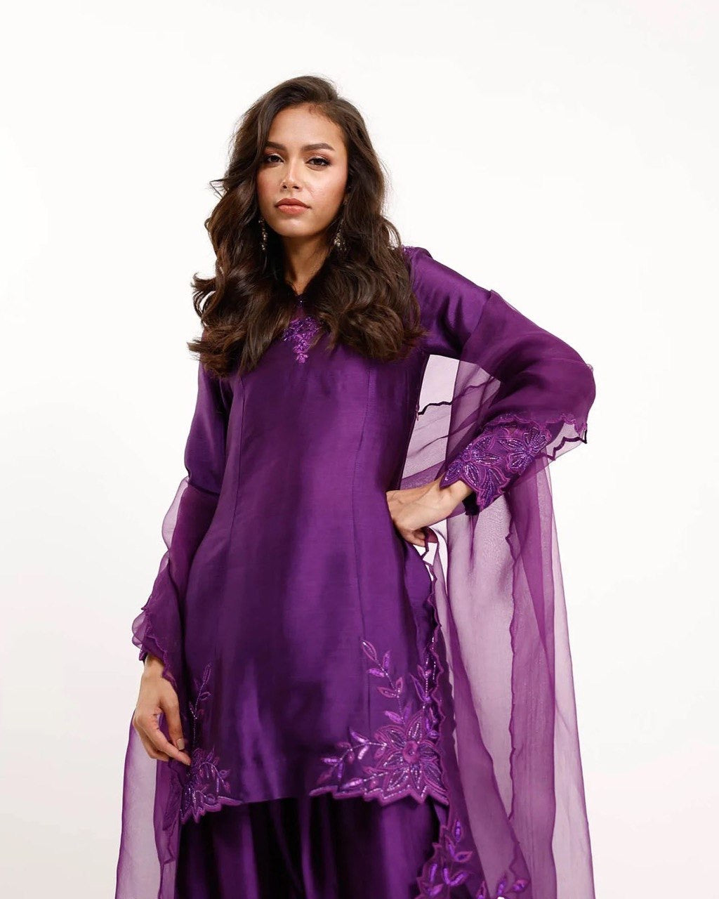 Rifat | LUXURY EMPORIUM | Natural crepe -PURPLE SHADE | FARSHI SALWAR KAMEEZ