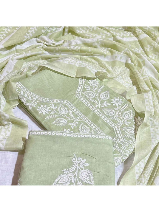 Cotton Unstitched Embroidered Dress Material | LUXURY EMPORIUM
