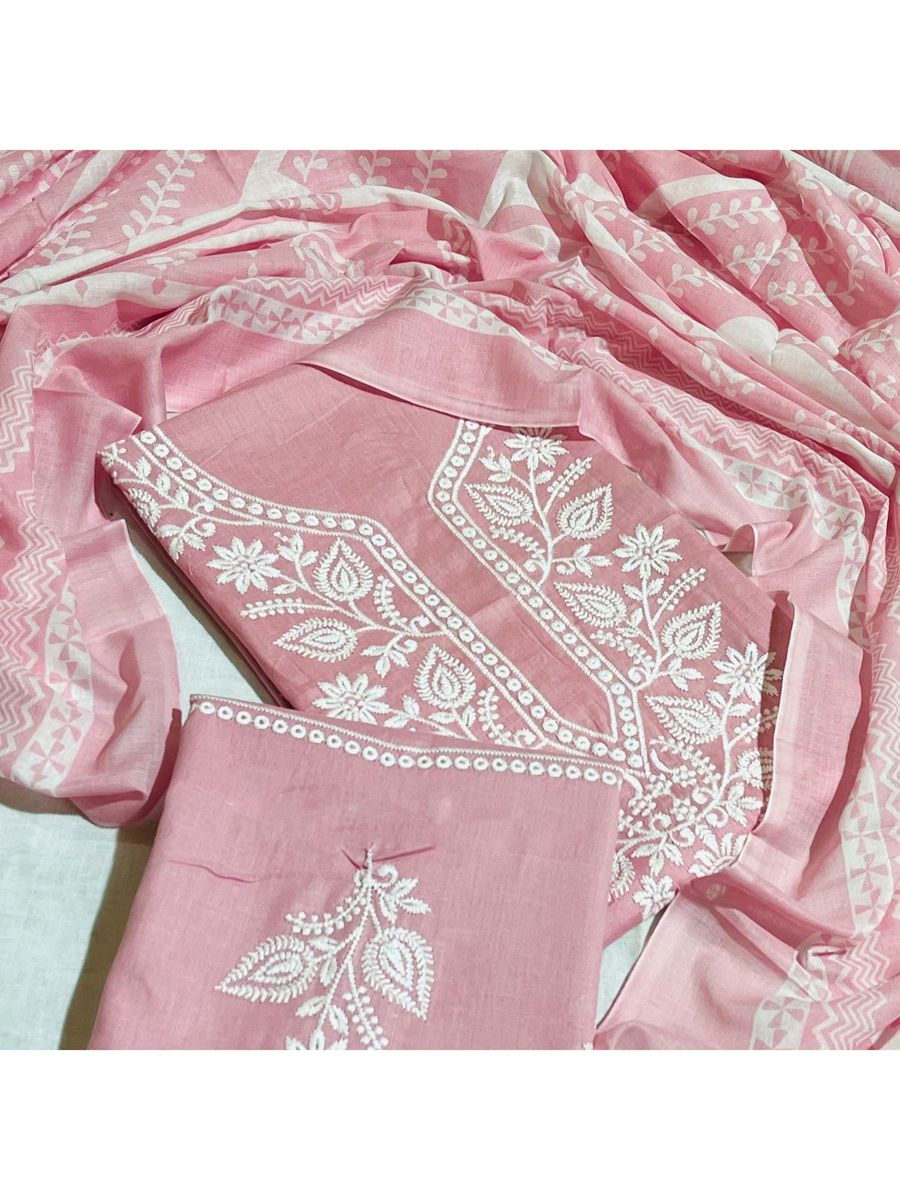 Cotton Unstitched Embroidered Dress Material | LUXURY EMPORIUM