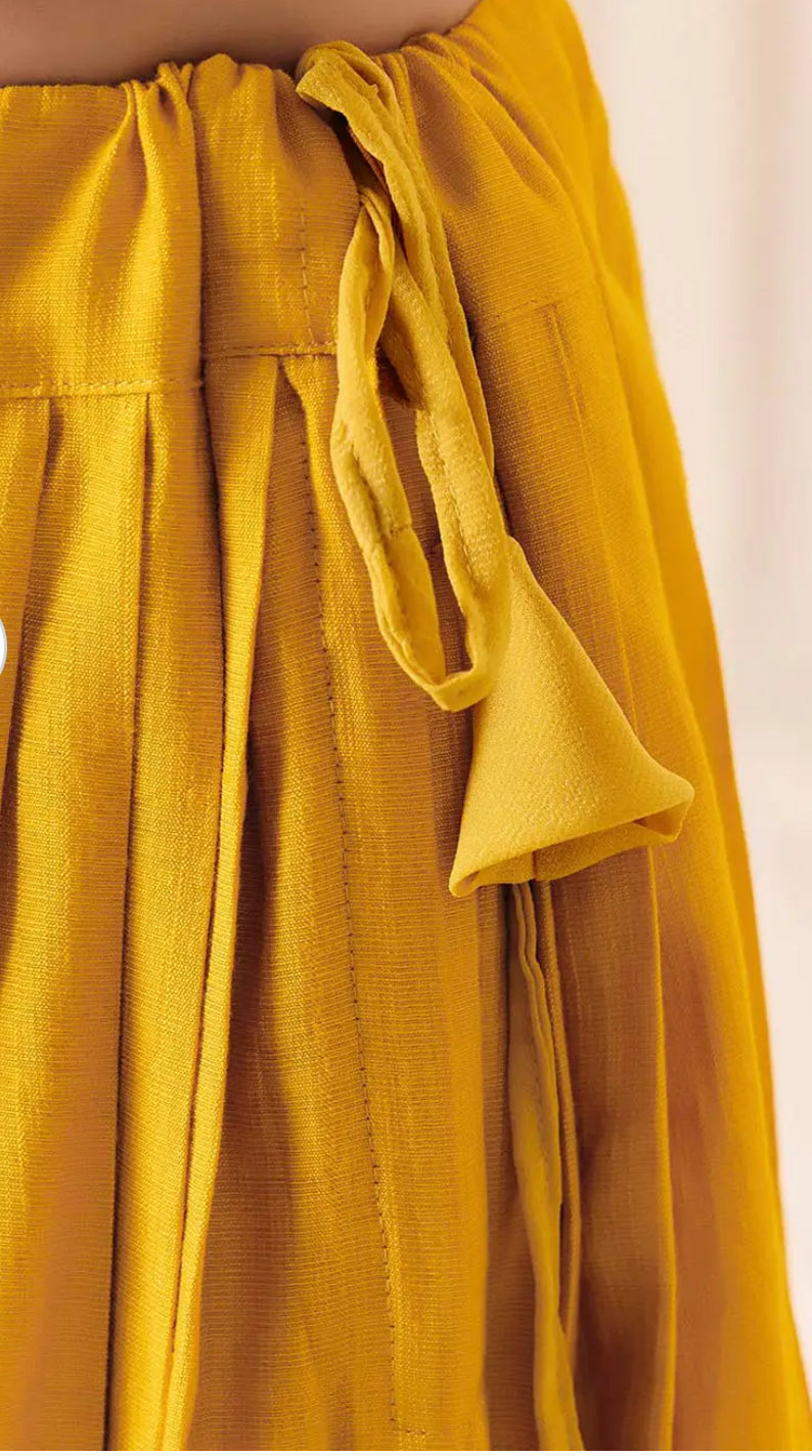 RASAM | Yellow and red embroidered lehenga choli, sequinned | LUXURY EMPORIUM