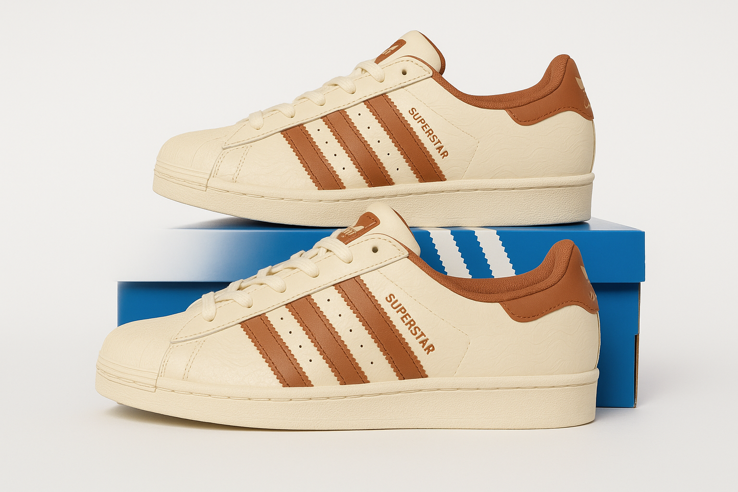 Adidas Shoes- Superstar (Brown/Beige)| LUXURY EMPORIUM | BEIGE BROWN SNEAKERS | FIRSTCOPY~|