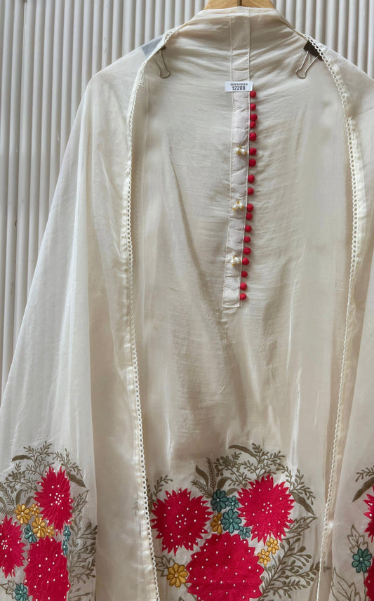PASTELWHITE ORGANZA UNSTITCHED | LUXURY EMPORIUM