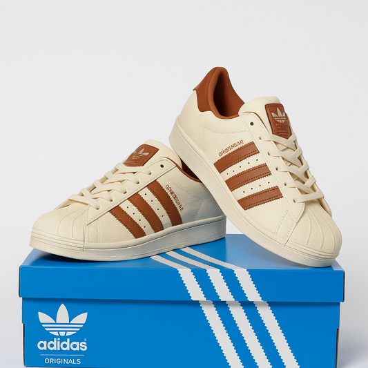 Adidas Shoes- Superstar (Brown/Beige)| LUXURY EMPORIUM | BEIGE BROWN SNEAKERS | FIRSTCOPY~|