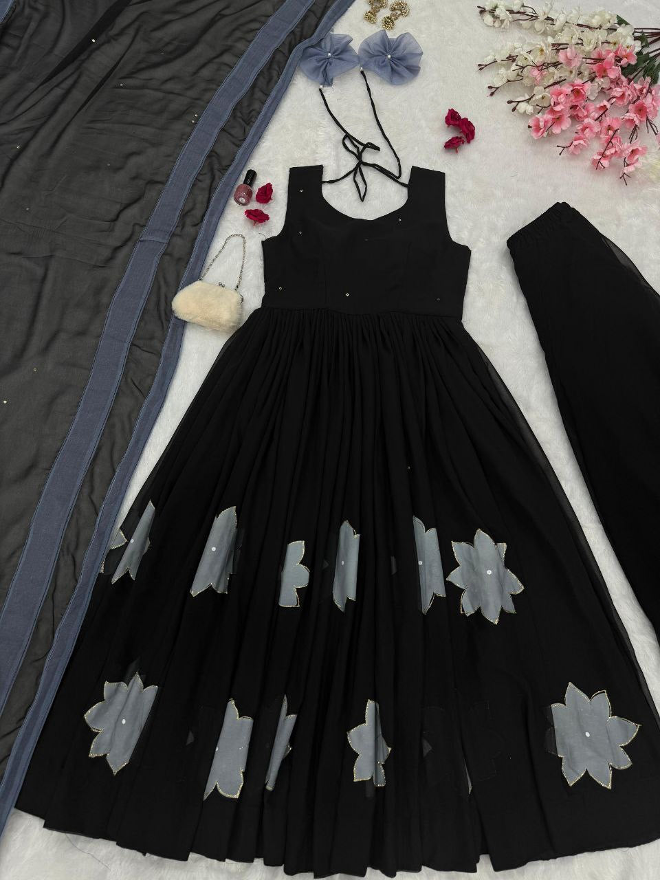 SAIYAAN| Pure Georgette Handprinted full flair anarkali suit  with Plazzo| LUXURYEMPORIUM