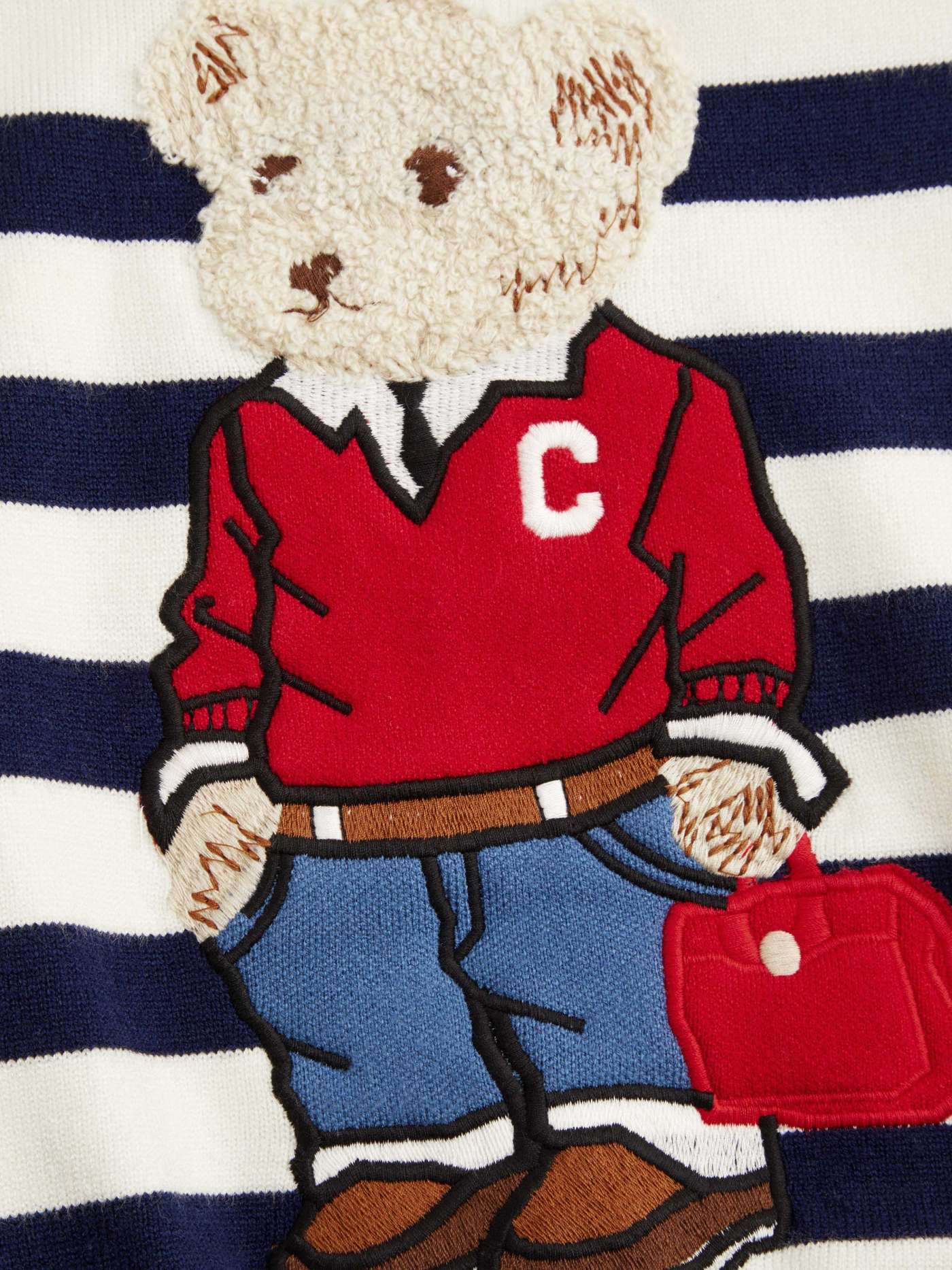 KNIT ROUND NECKLINE BEAR GRAPHIC STRIPED SWEATER CURVE & PLUS| Luxury Emporium | brand-reselling | BRAND- Cider