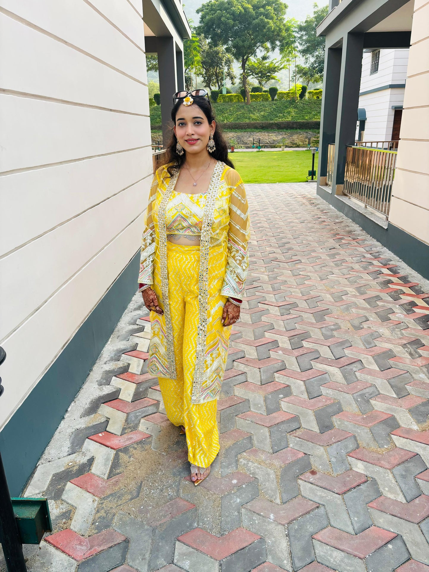 Crop top with sharara | Luxury Emporium | bridal /bridesmaid Haldi outfit | Nooriyat Collection