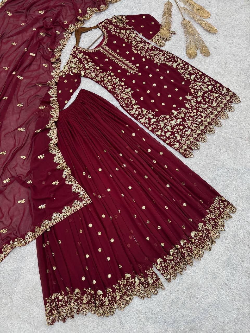Rangreet|  Heavy Embroidery And Sequence Work With Cut Work  | LUXURYEMPORIUM