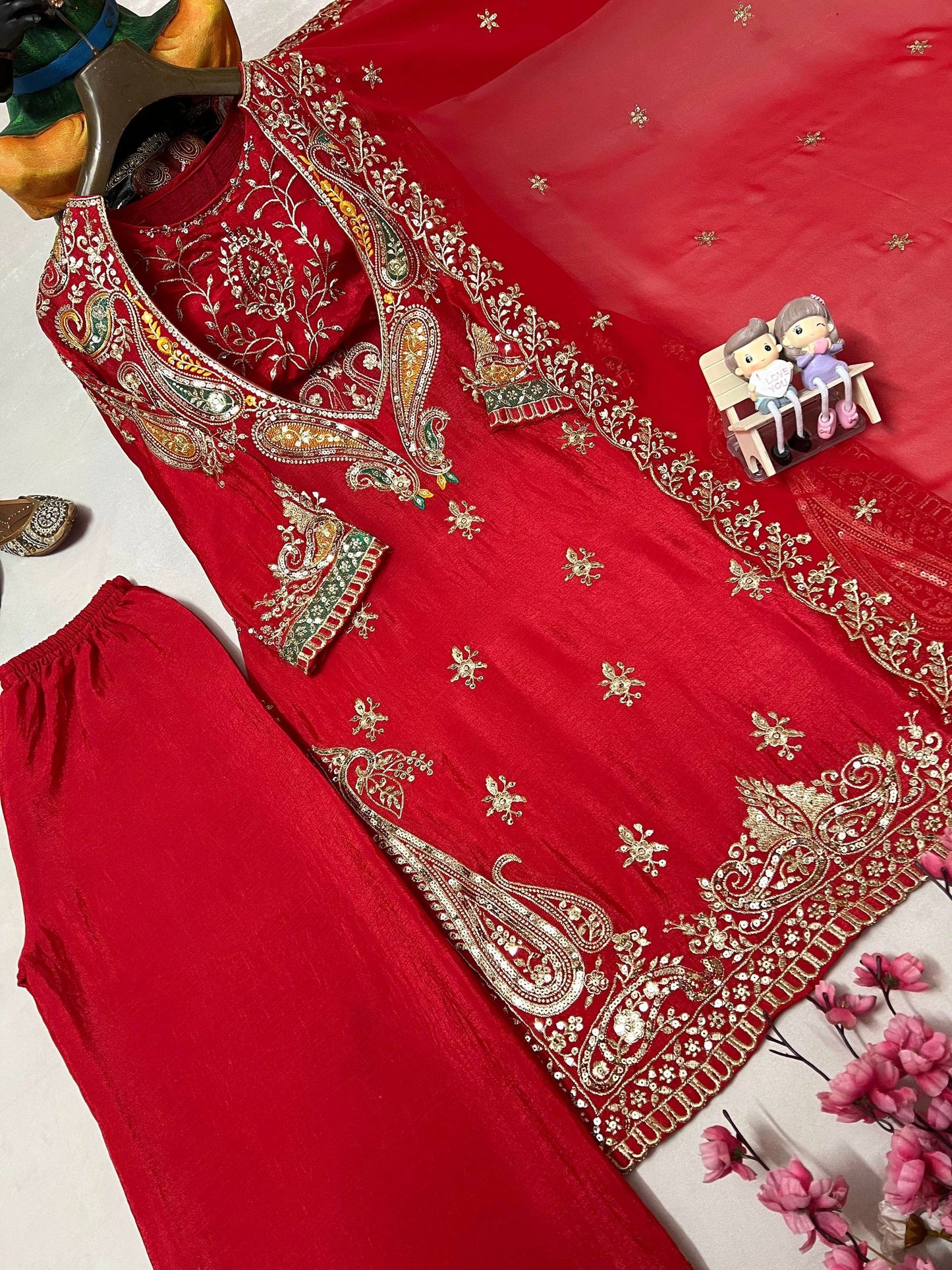 REHBAREEN| LUXURYEMPORIUM | Beautiful Thread & 5mm sequins embroidery work & Fully Stich Blouse| PARTYWEAR SUit|