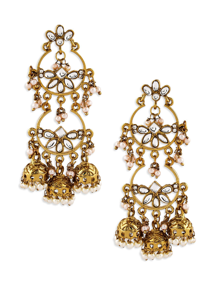 Wedding Ethnic Gold Kundan Drop Earrings For Women | LUXURYEMPORIUM | WOMEN FASHION EARINGS