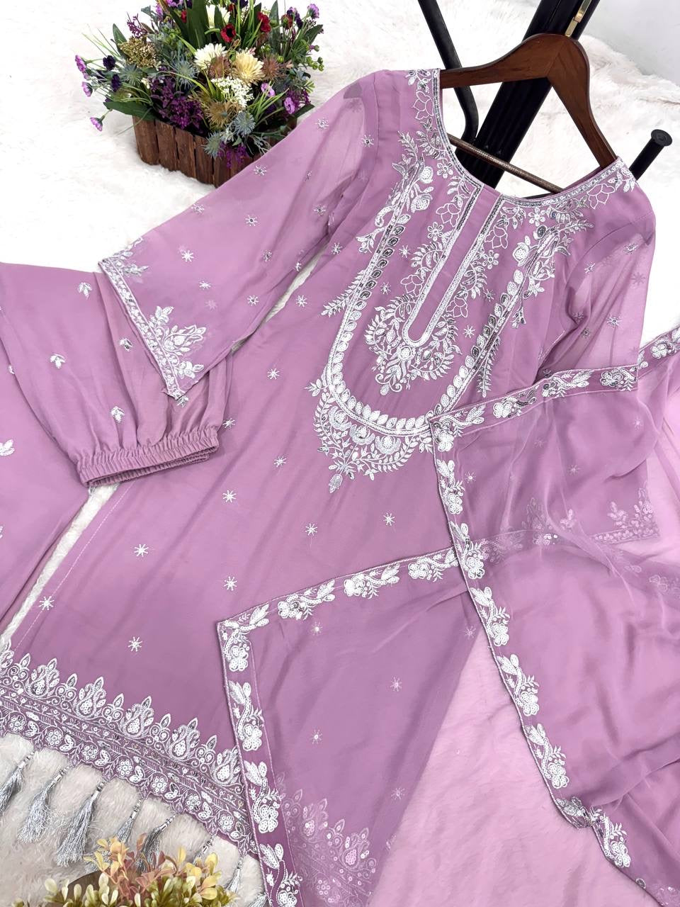 Luxuryemporium | GEORGETTE HEAVY WORK PLAZZO SET