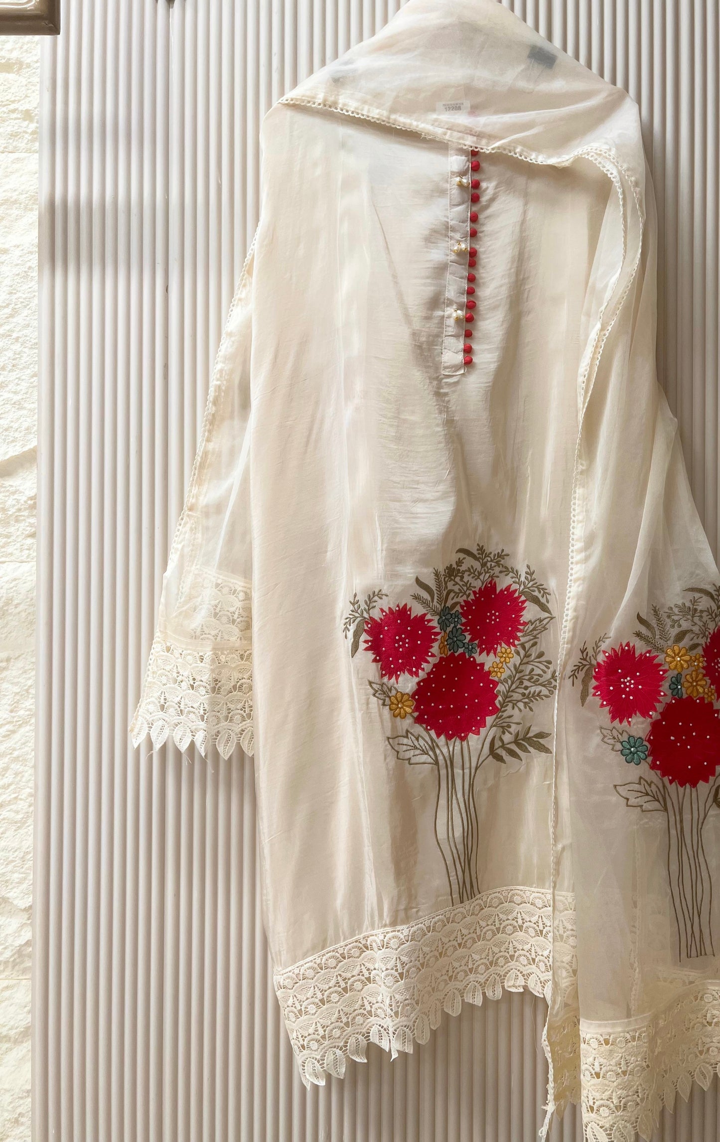 PASTELWHITE ORGANZA UNSTITCHED | LUXURY EMPORIUM