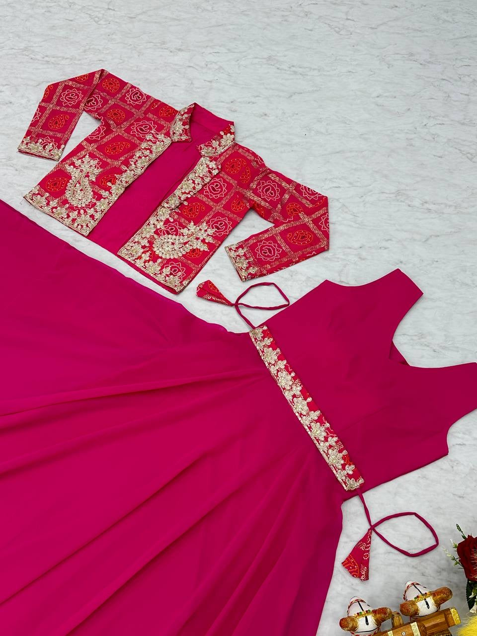 Bandhej Jacket & Long Gown|luxury Emporium