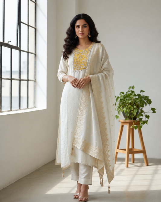✨ Noor-e-Ivory | Handcrafted Banarasi Elegance ✨| LUXURY EMPORIUM