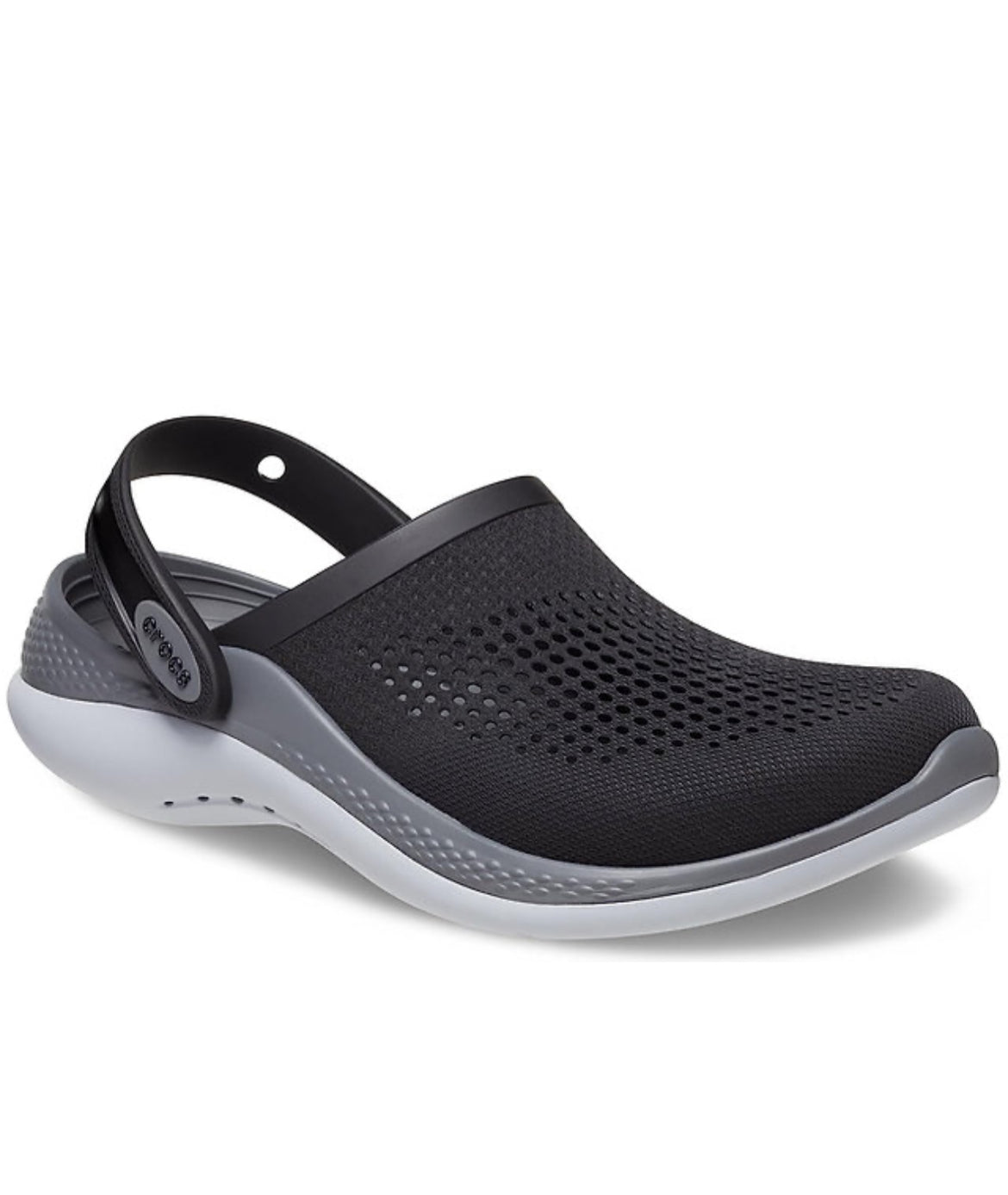 Crocs Unisex Literide Black with Grey & White Sole