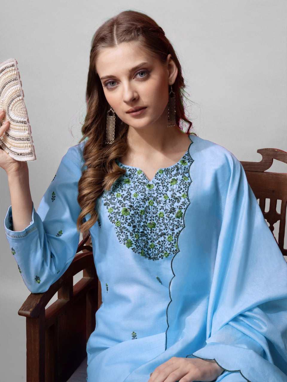 Manik wadrobe Cotton kurti pant and silk dupatta