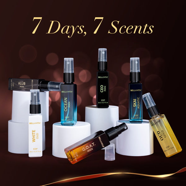 Bella vitta | Discovery Gift Set for Men - 7 x 8ml
GIFT SET FOR MEN (SET OF 7) – 8 ML EACH| LUXURY EMPORIUM